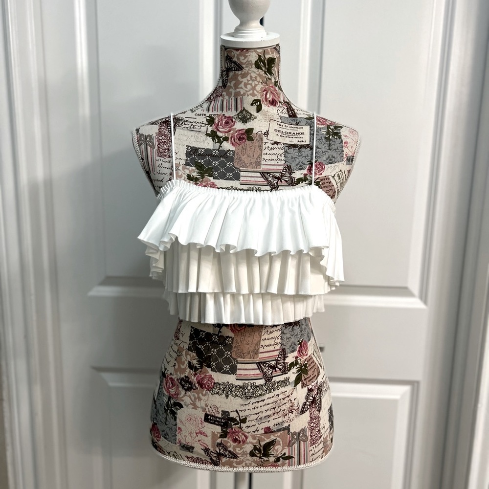 White pleated tiered top by Zara